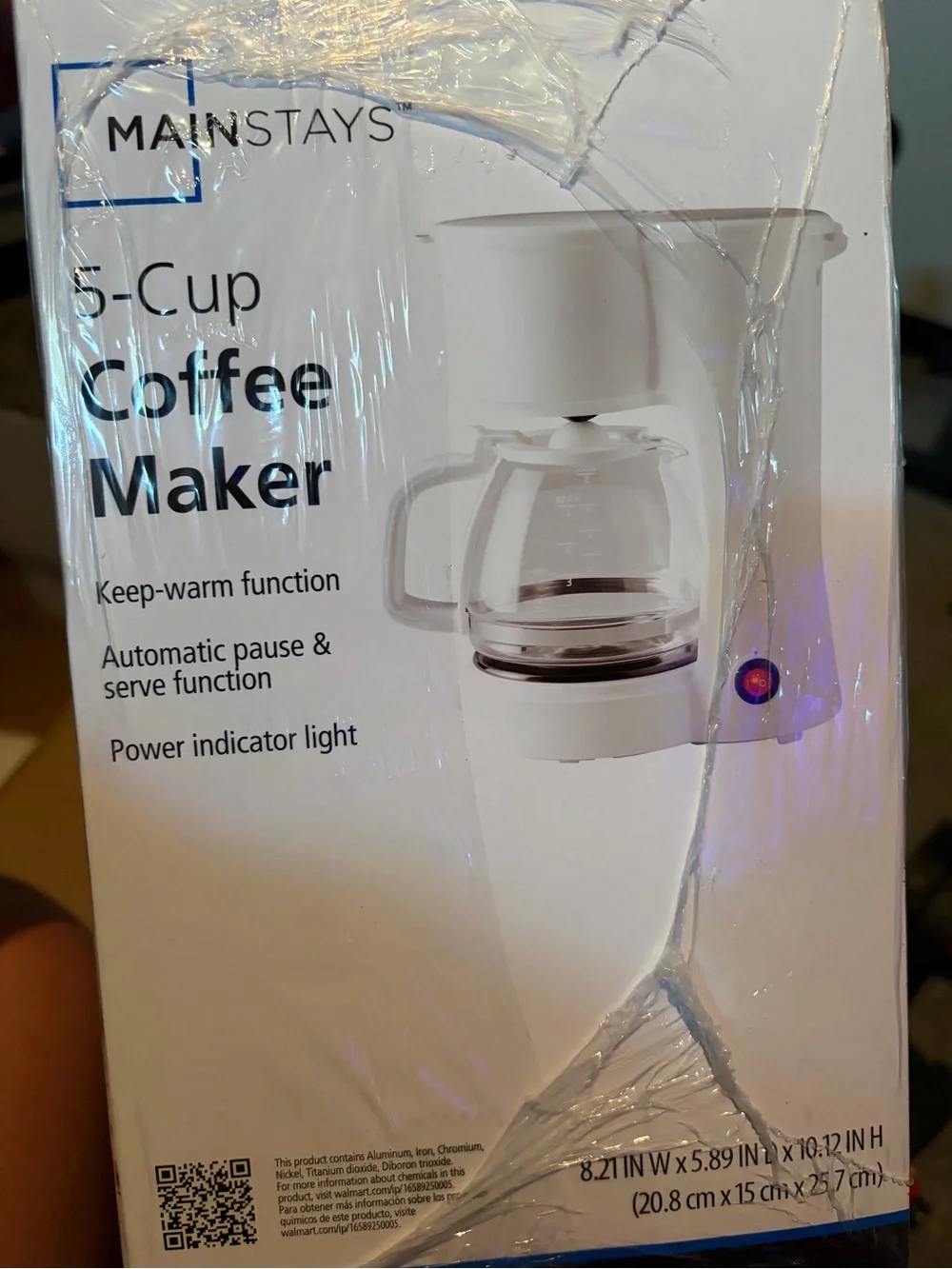 Mainstays White 5-Cup Drip Coffee Maker